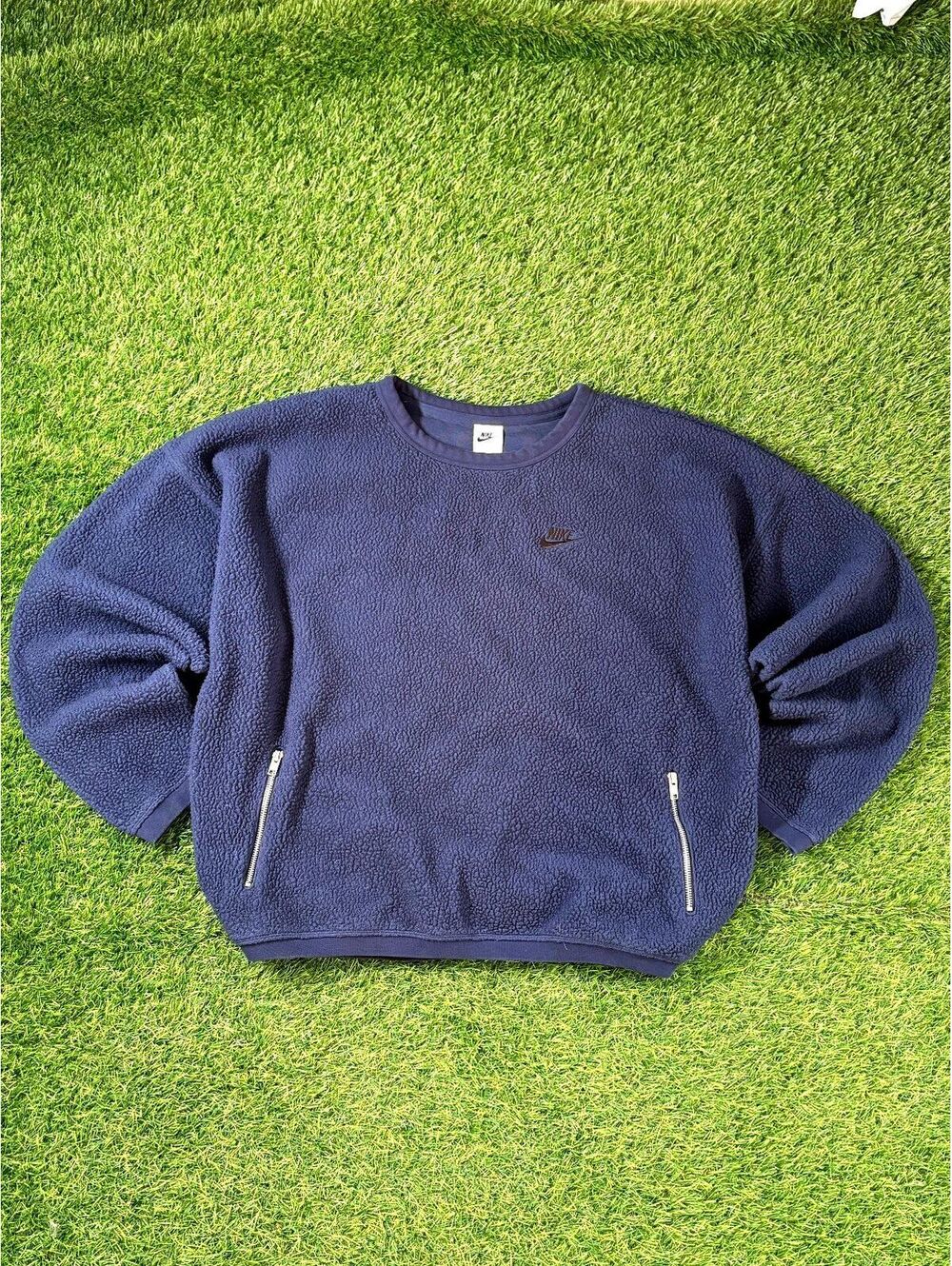 Nike Fleece Crewneck Sweatshirt Navy Blue Fleece Mens Size L